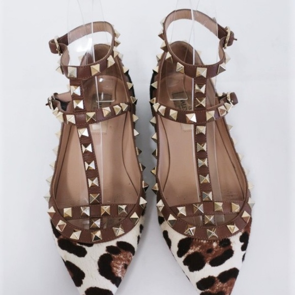 Valentino Rockstud Caged Ballet Flat Leopard 35,5 - Picture 2 of 8
